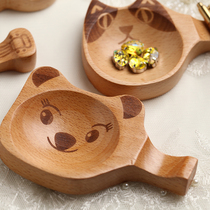 Cute cartoon animal solid wood bead plate solid wood storage plate French embroidery sequin rice beads storage bead plate