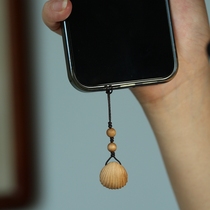 Huaxiangtang designer authentic sandalwood pendant handmade woodcarving keychain modern Chinese mobile phone pendant