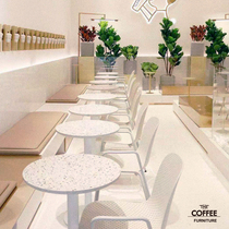 Net Red Cafe terrazzo table chair commercial milk tea shop special table and chair industrial wind seat milk tea shop chair
