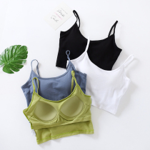 Kink net red U-shaped beauty back girl bottom exposed umbilical suspender bra Pure cotton underwear with chest pad back heart female bandeau