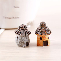 Creative small house villa thatched house fleshy micro landscape decoration accessories resin handmade fish tank landscaping