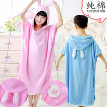  Childrens beach hooded bath towel Cotton pullover cloak Baby swimming cotton shawl Baby spring and summer bathrobe