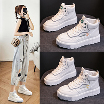 aj high small white shoes women 2021 autumn and winter New Korean womens shoes flat heel sports casual shoes thick soled board shoes