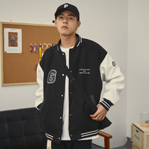 Mens Road Spring Letter Baseball Suit Jacket Mens Tide Brand Jacket Loose Casual Stitching Japanese Couple Cotton Jacket Top