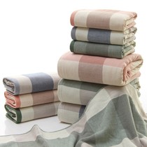 Style cotton style big grid gift towel set towel good product wholesale gauze