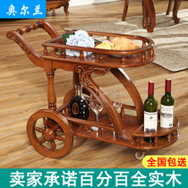 All solid wood European wine truck American mobile trolley carved dining car villa luxury home delivery car