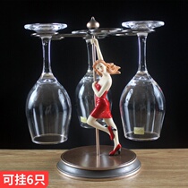 European style pole dance beauty red wine glass shelf home use tall cup holder can be disassembled and mounted upside down Creative wine cabinet ornaments