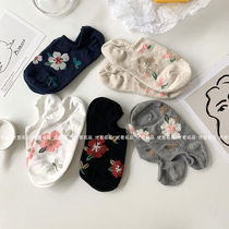 Boat Socks Small Flowers Printed New Cute Days With Light Mouth Socks Children Summer Small Flowers Slim of Breathable Tide Invisible