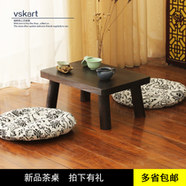 Burnt paulownia window table solid wood coffee table simple mini balcony tea table Kang table square table Japanese tatami low table