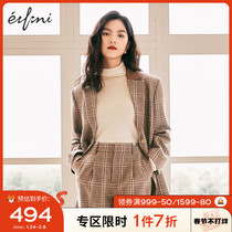 Evelyn English style retro suit women's autumn 2021 new thick check temperament wool suit jacket
