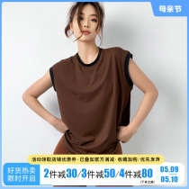 Mitaogirl Colored Short Sleeves T-Shirt Women Running Vest Campaign Shoulder-Lax Fitness Yoga Costume
