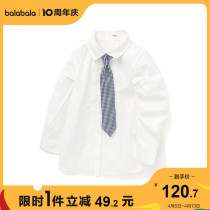 (stores shipping) Balabala Childrens shirt Spring and autumn girls long sleeve shirt CUHK Scout Wind