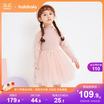 (Pre-sale) Balabala childrens princess dress autumn and winter New Baby skirt girl stitching fashion dress