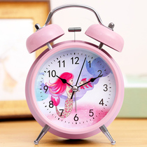 Childrens small alarm clock students use bed head night light mute electronic creative personality lazy person when clock alarm loud volume