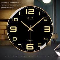 Metal wall clock living room clock mute light luxury creative fashion wall home Modern simple atmospheric quartz clock