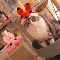 Funny Little Fox powder pig wool headgear cute pet hat beauty short English short orange cat headgear hand knitted hat