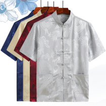 Summer Tang suit mens short-sleeved jacket middle-aged and elderly half-sleeved fathers grandpa summer shirt Chinese style clothes