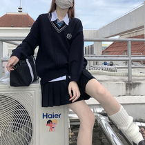 (Tokyo Chronology JK) Original JK Long Sleeve V-Neck Embroidered Sweater Planet Collapse Japanese Soft Girl