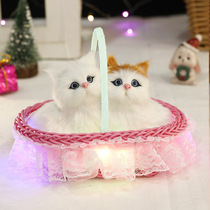 Two kittens will be called luminous flower basket emulation animal swing piece fur pooch bunny toy mini mother-son cat