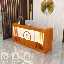 New Chinese bar counter Cashier Solid wood counter Hotel restaurant Wine cabinet All-in-one commercial ear shop reception desk Front desk