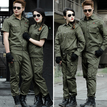 Summer military green casual pure cotton camouflage suit male clothes teacher to train the work and work clothes women