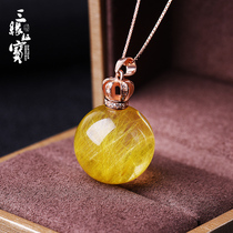 Golden hair Crystal transfer beads single bead pendant hair crystal ball inlay 925 silver crown for men and women collarbone necklace crystal jewelry
