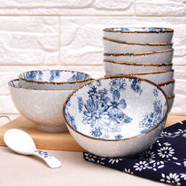 4 6 8pcs Japanese snowflake glaze color ceramic bowl set Creative noodle bowl Rice bowl Haishengyuan Microwave Bowl