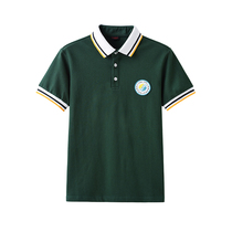 Langao school uniform Zhuji Experimental Primary School summer school uniform dark green polo shirt short sleeve T-shirt shorts skirt