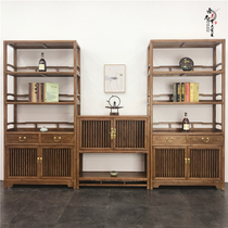 Solid Wood Bou Ancient Shelf Tea Room Tea Display Cabinet Chinese Meditation Shelf Multi-Treasure Cabinet Bookcase Custom Set