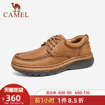 Camel outdoor shoes 2021 Winter new business casual leather shoes men hand stitched leather shoes comfortable dad shoes