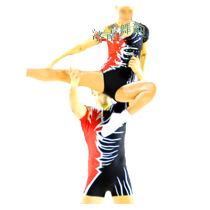Jinan factory direct art test men and women mixed double short sleeve competitive bodybuilding gymnastics competition suit elastic childrens shape suit B5