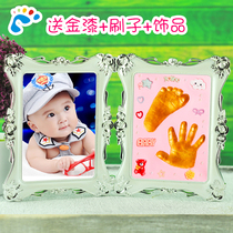 Folding photo frame table table baby hand-foot print muddy new baby boy hand model foot model 100 days souvenir