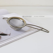 Small stainless steel bent handle powder sieve sugar powder decorative powder sieve small oil fishing flour filter sieve