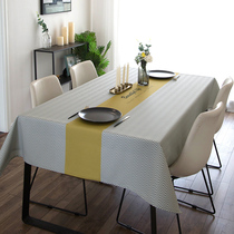 Simple modern hipster geometric corrugated cotton table fabric waterproof and anti-hot tea table mat TV cabinet table flag