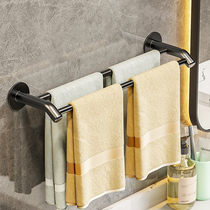 Punch-free toilet hanging towel rack bathroom adhesive hook rod storage wall hanging net red shelf single pole light luxury wind double pole
