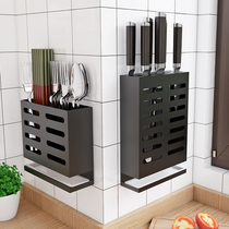 Chopstick basket bucket spoon shelf Knife holder One-piece wall-mounted non-perforated kitchen household spoon chopstick tube storage box