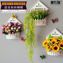 House Type Wall-mounted Plastic Flower Basket Spring Wall Decoration Suit Simulation Flower Hanging Wall Fake Flowers Indoor Wall Campus Adornment