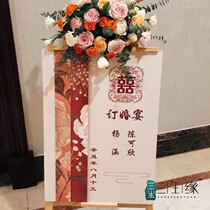 Sanshengyuan wedding engagement Welcome Card wedding poster retro red Chinese wedding welcome area Sign Water card