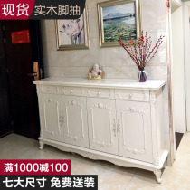 European-style shoe cabinet Luxury entrance cabinet Ivory white solid wood paint household door simple large-capacity foyer cabinet