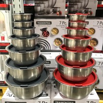 TRAMONTINA stainless steel soup cooking bowl 7 pieces set fruit salad bowl with lid beaten egg bibimbap baking home