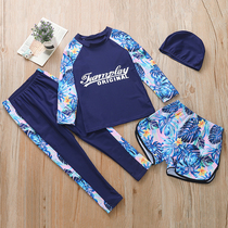 Childrens swimsuit Boys and girls split long sleeve trousers Small and medium children Students sunscreen quick-drying diving swimsuit Children