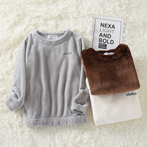 Pajamas men winter thick coral velvet spring and autumn pull overs plus flannel home clothes plush warm autumn and winter tops