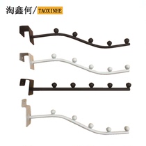 Baked black milky white 5 beads straight hook square tube curved hook Clothing slot board Childrens clothing underwear hanging display rack on the wall
