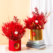 Barley Opening Ceremony Wheat Ear Dried Flower Fu Bucket Holding Bucket diy Accompanying Hand fireworks Basket Decorative Ornaments Shooting Props