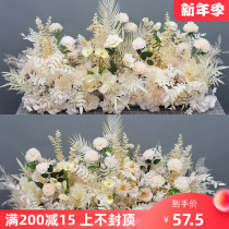 New wedding row flower simulation flower row background hanging flower Road lead potted flower Flower Flower point decoration T table finished Flower Hotel flower