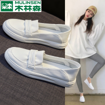 Wood Linson Small White Shoes Womens Shoes 2022 Spring New 100 Hitch Casual Sloth A Foot Pedal Single Shoe Plate Shoe H