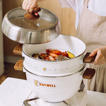 Shuke EatWell Pinecone steamer Large cooking integrated soup pot steamer Household double enamel pot Induction cooker