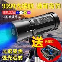 Night fishing light intense light fishing light Purple Light Bench Fishing Light Fish Lamp High Power Pull Bait Charging Blue Light Flashlight Nightlight Fishing