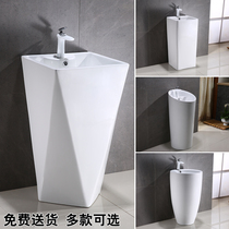 Column type washbasin balcony wash basin floor type wash basin engineering one-piece basin integrated column Basin