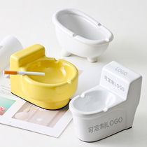 Customizable LOGO ceramic creative fashion toilet type ashtray advertising gifts daily use porcelain ashtray